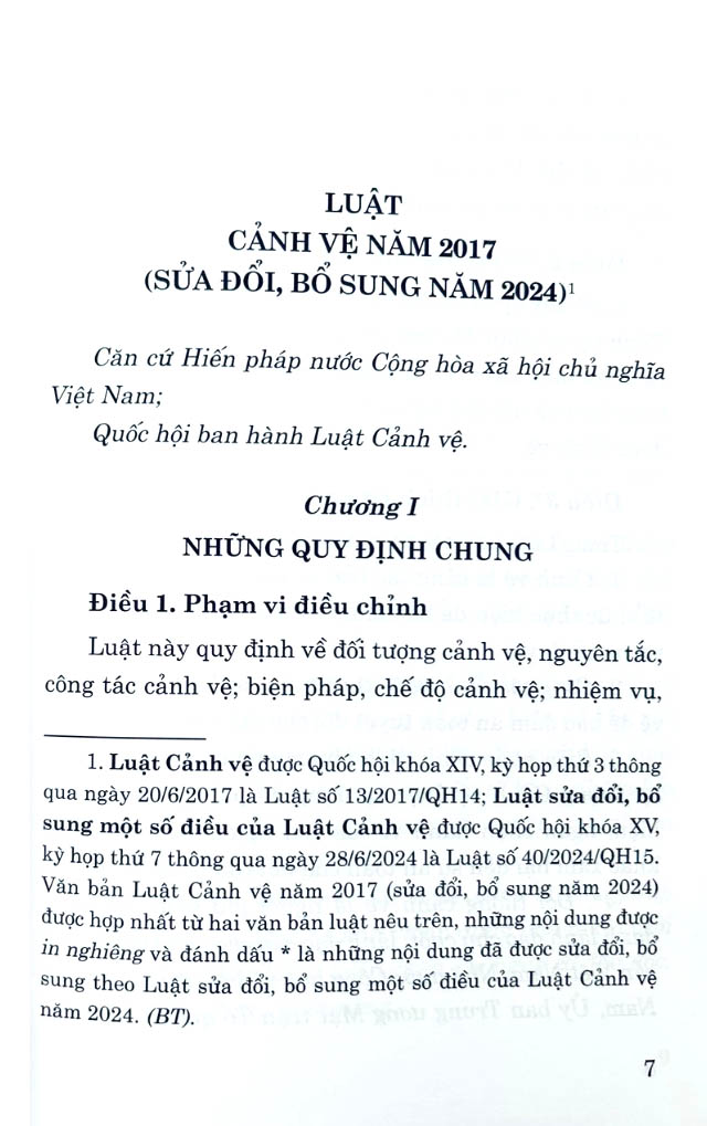 luật cảnh vệ năm 2017 (sửa đổi, bổ sung năm 2024)