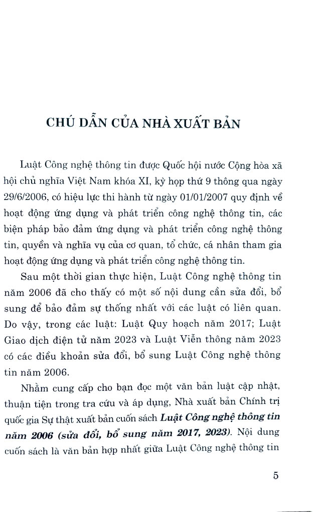 luật công nghệ thông tin năm 2006 (sửa đổi, bổ sung năm 2017, 2023)