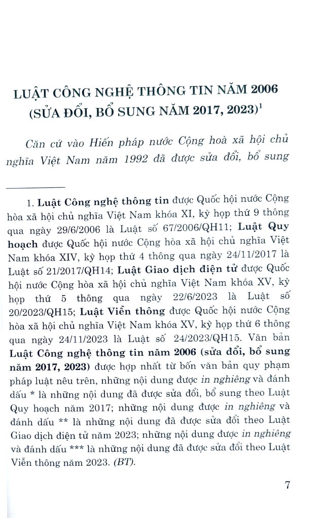 luật công nghệ thông tin năm 2006 (sửa đổi, bổ sung năm 2017, 2023)
