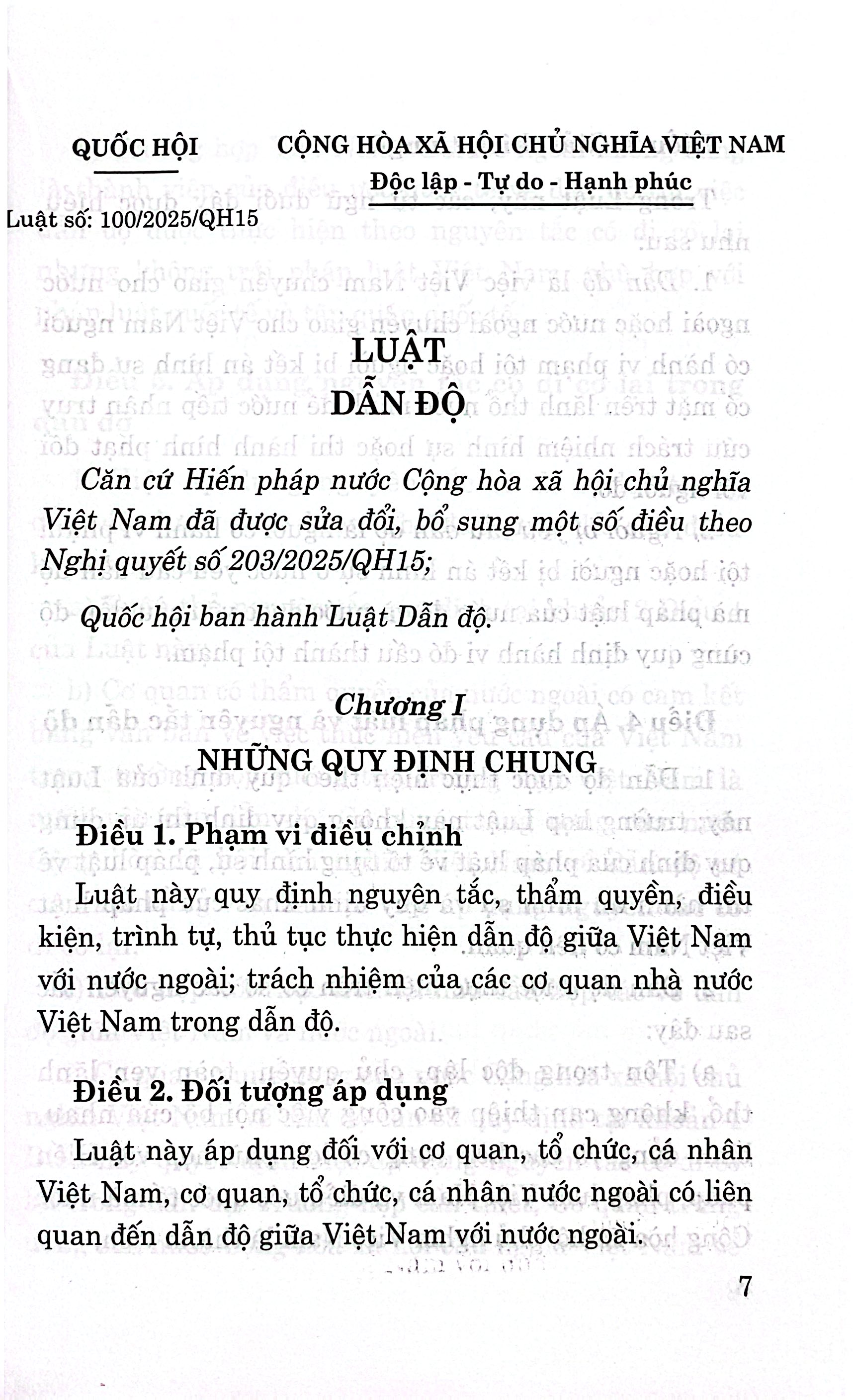 Luật Dẫn Độ Năm 2025