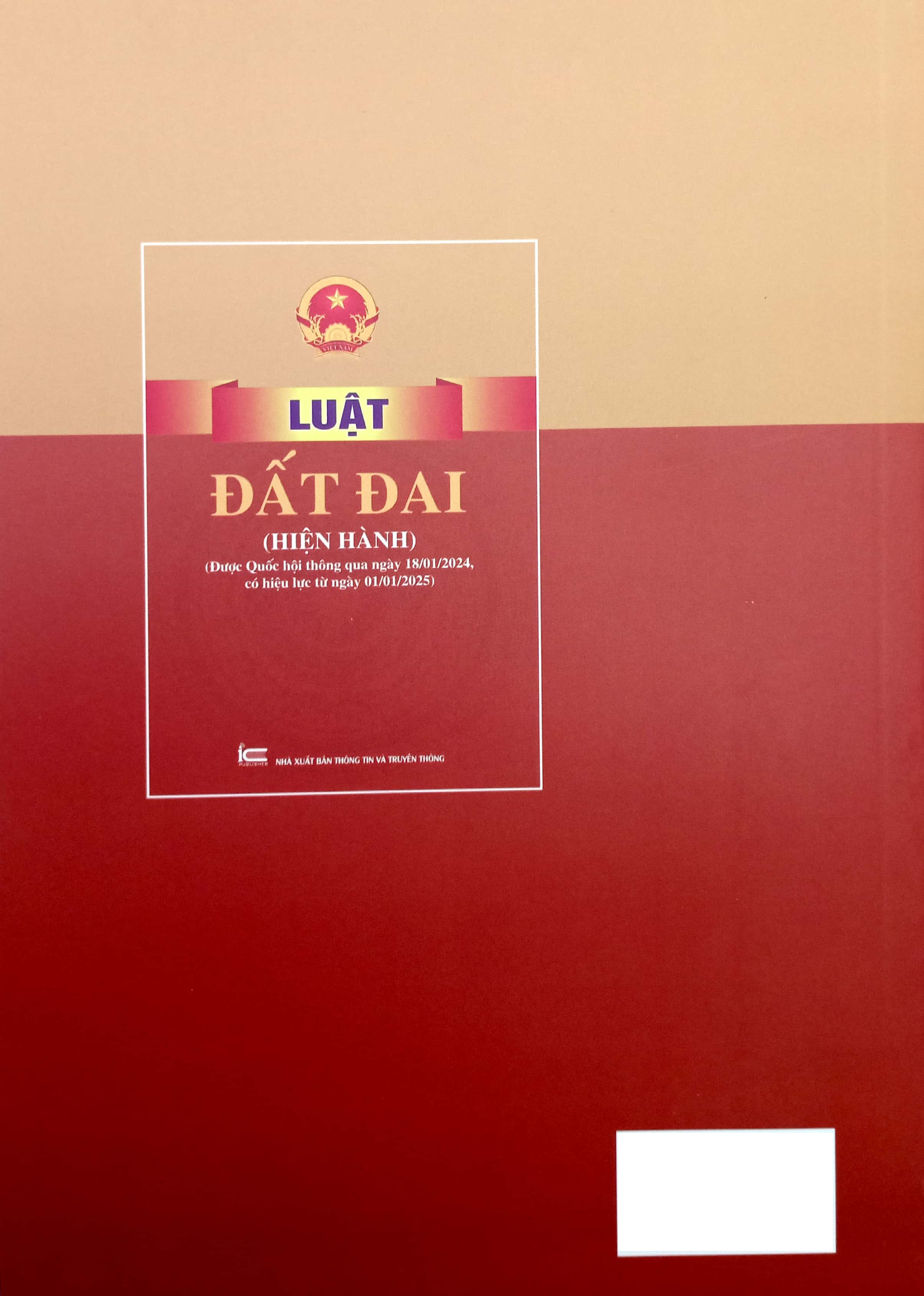 luật đất đai (hiện hành) (được quốc hội thông qua ngày 18/01/2024, có hiệu lực từ ngày 01/08/2024)