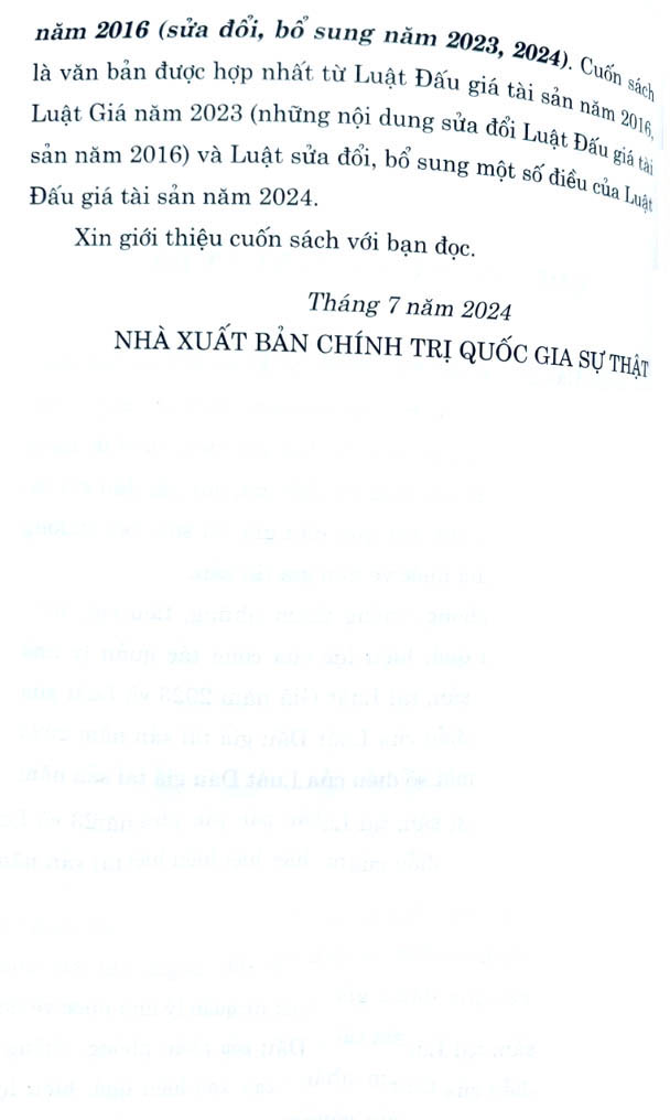 luật đấu giá tài sản năm 2016 (sửa đổi, bổ sung năm 2023, 2024)
