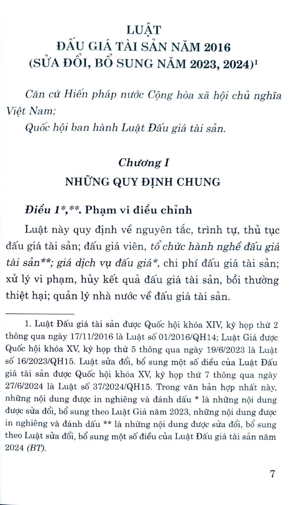 luật đấu giá tài sản năm 2016 (sửa đổi, bổ sung năm 2023, 2024)