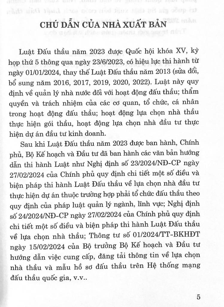 luật đấu thầu năm 2023 và văn bản hướng dẫn thi hành