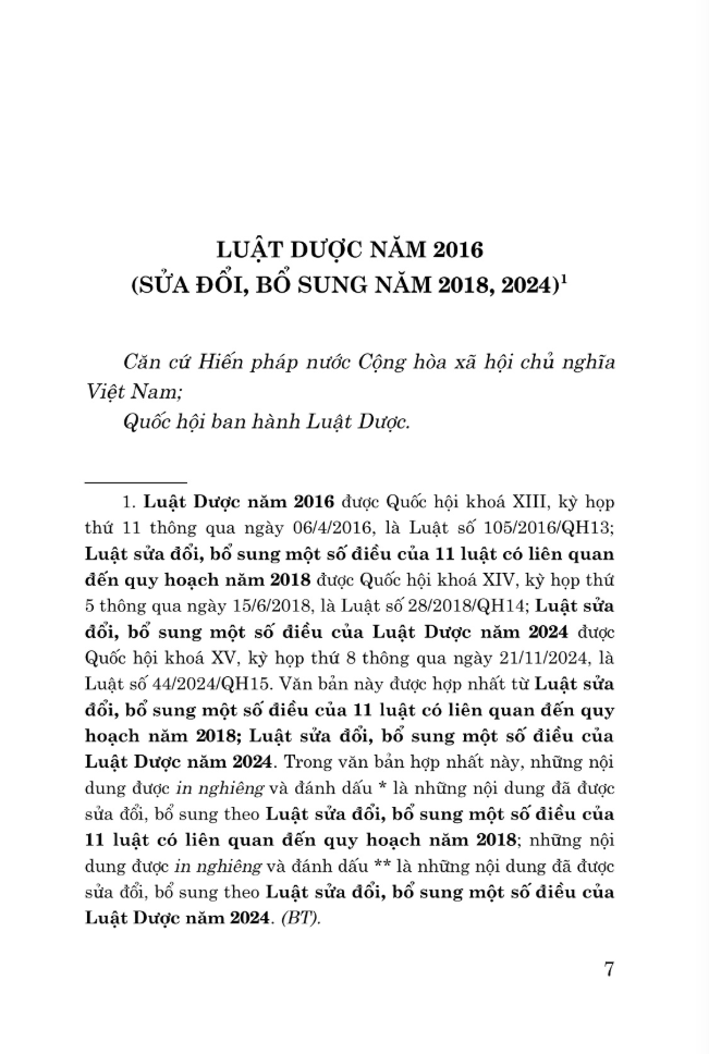 Luat Duoc Nam 2016 (Sua Doi, Bo Sung Nam 2018, 2024)
