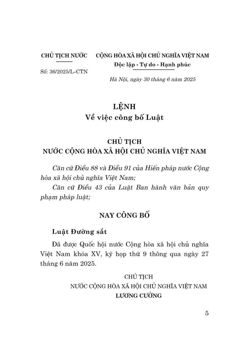 Luật Đường Sắt Năm 2025