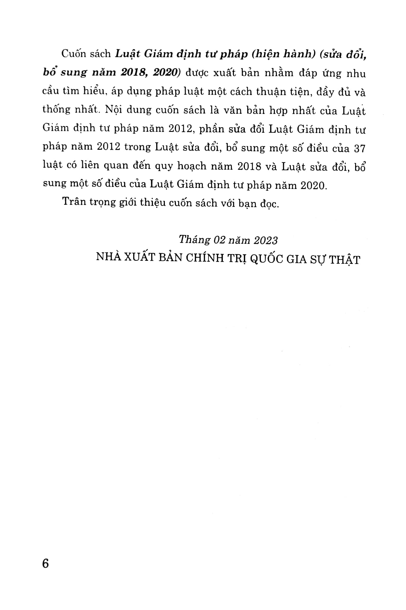 luật giám định tư pháp (hiện hành) (sửa đổi, bổ sung năm 2018, 2020) (tái bản 2023)