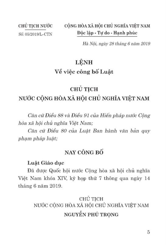 luật giáo dục năm 2019