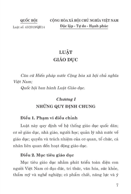 luật giáo dục năm 2019