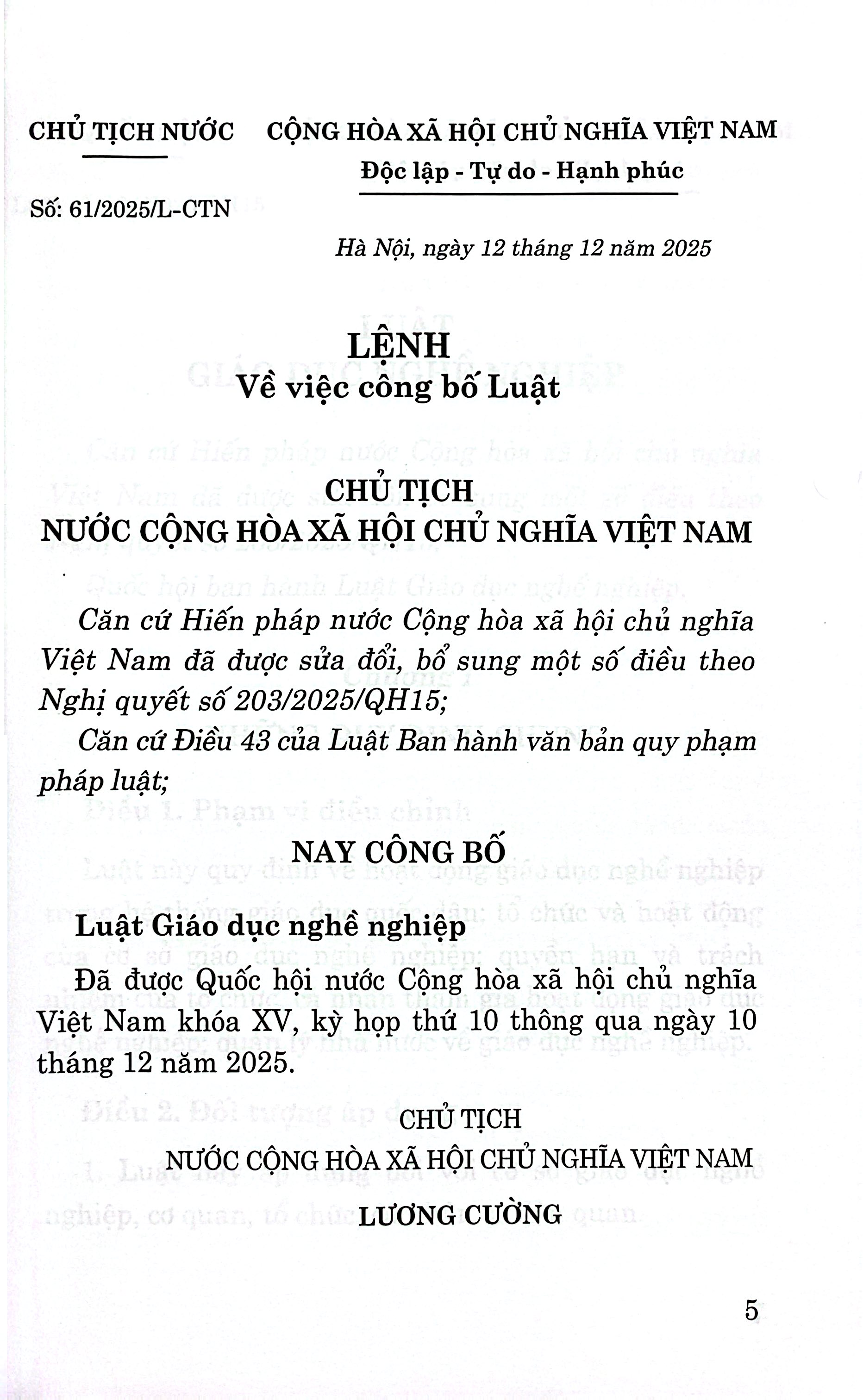 Luật Giáo Dục Nghề Nghiệp Năm 2025
