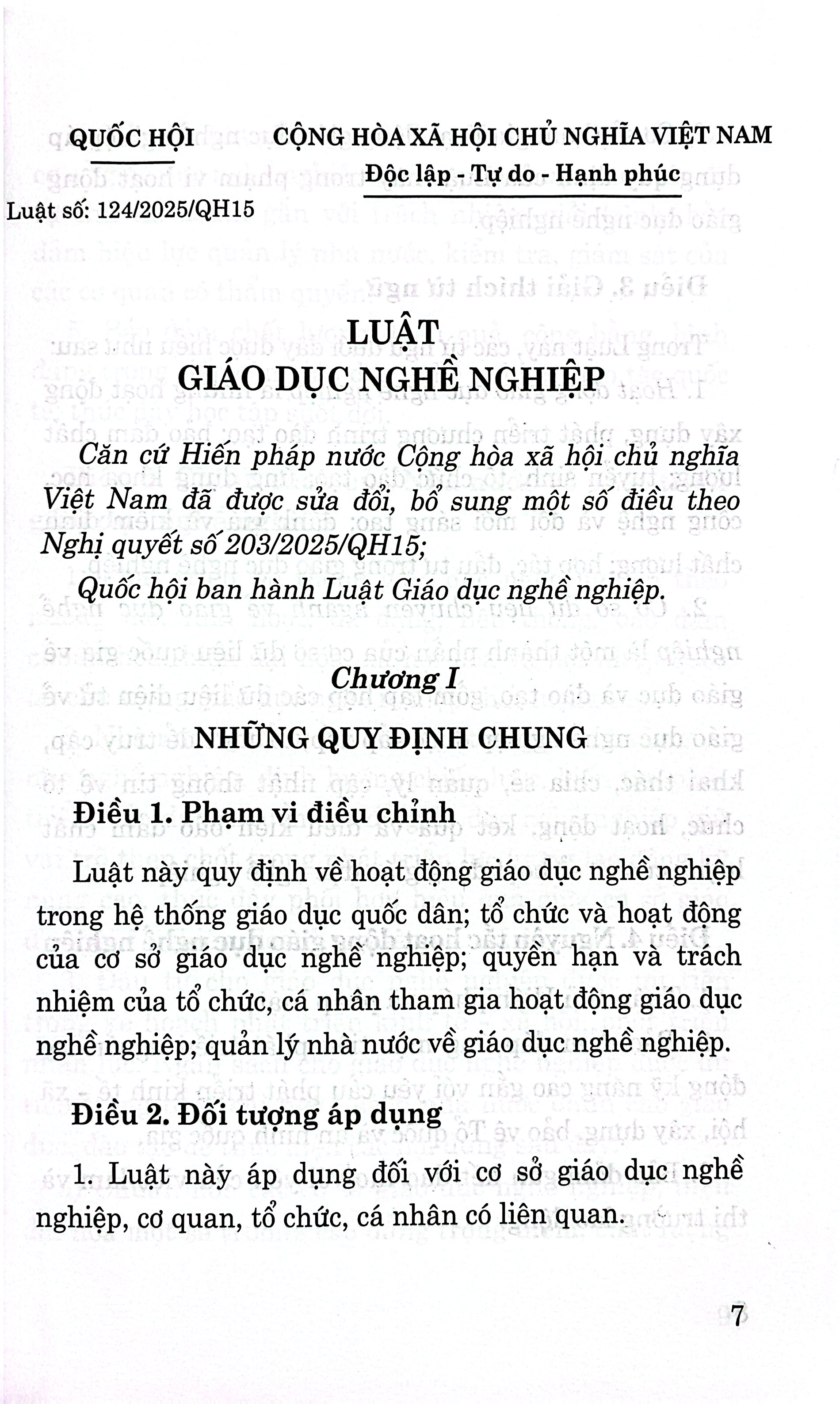 Luật Giáo Dục Nghề Nghiệp Năm 2025