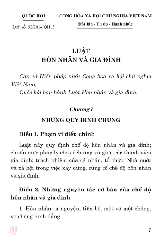luật hôn nhân và gia đình năm 2014