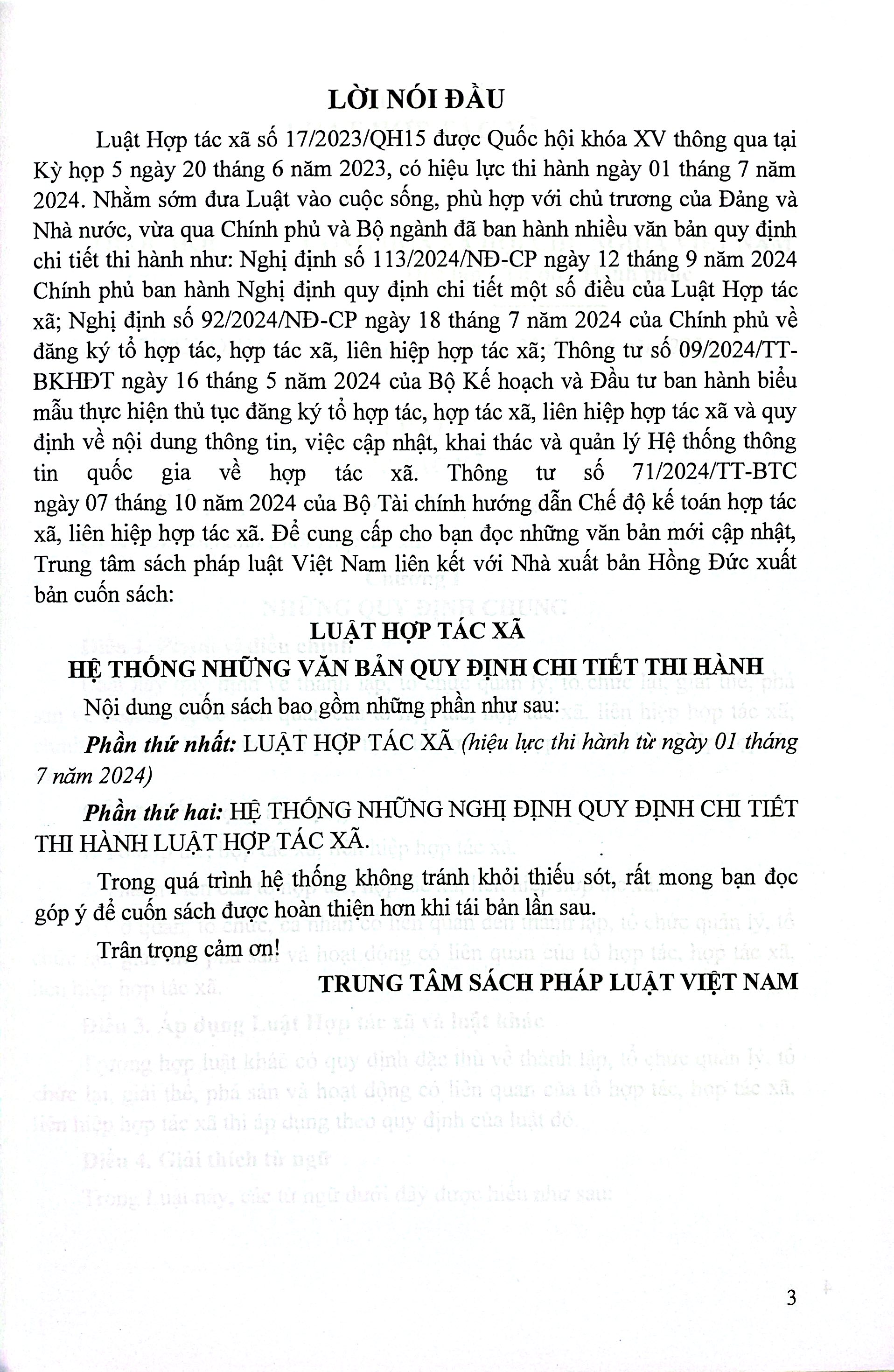 Luật Hợp Tác Xã - Hệ Thống Những Văn Bản Quy Định Chi Tiết Thi Hành