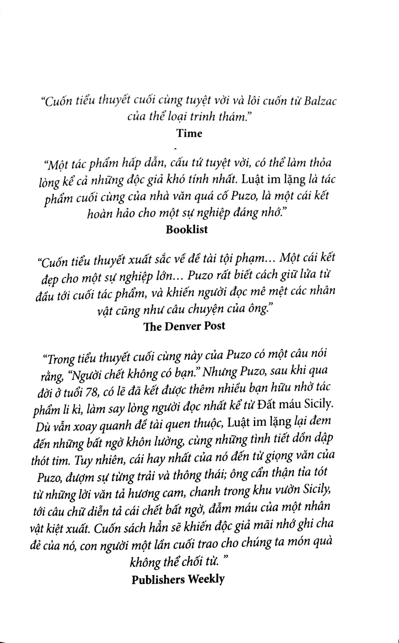 luật im lặng (mario puzo)