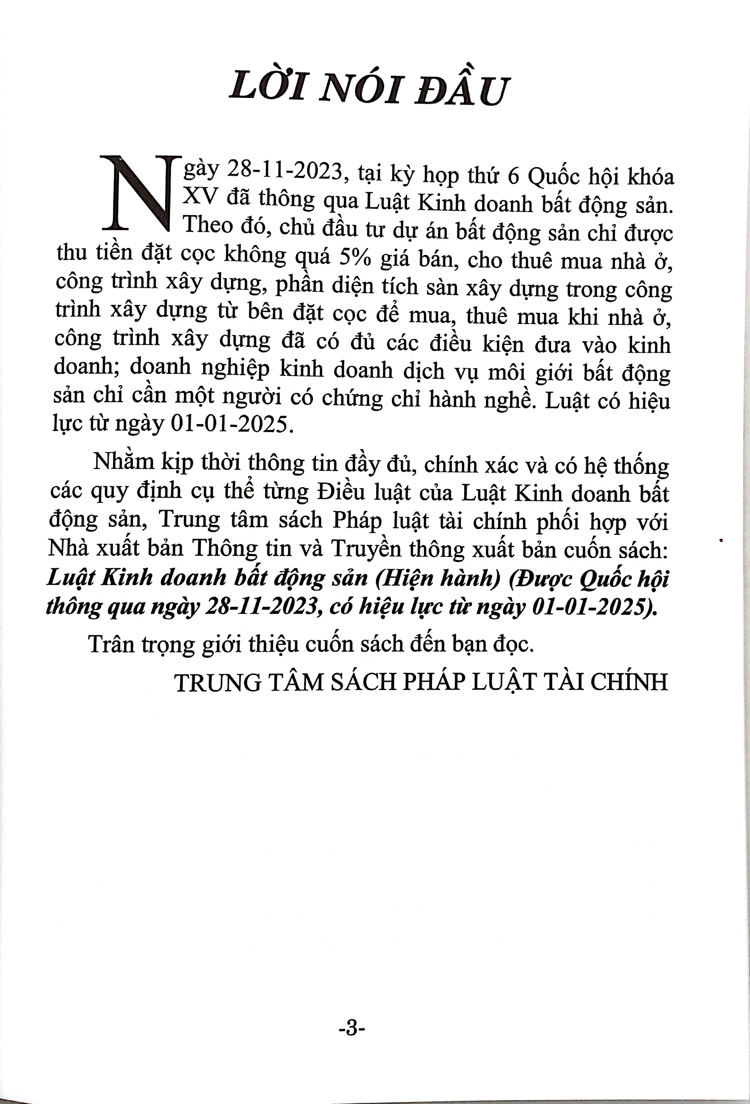 luật kinh doanh bất động sản (hiện hành) (được quốc hội thông qua ngày 28-11-2023, có hiệu lực từ ngày 01-01-2025)