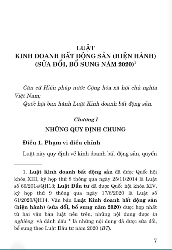 luật kinh doanh bất động sản (hiện hành)(sửa đổi, bổ sung năm 2020)