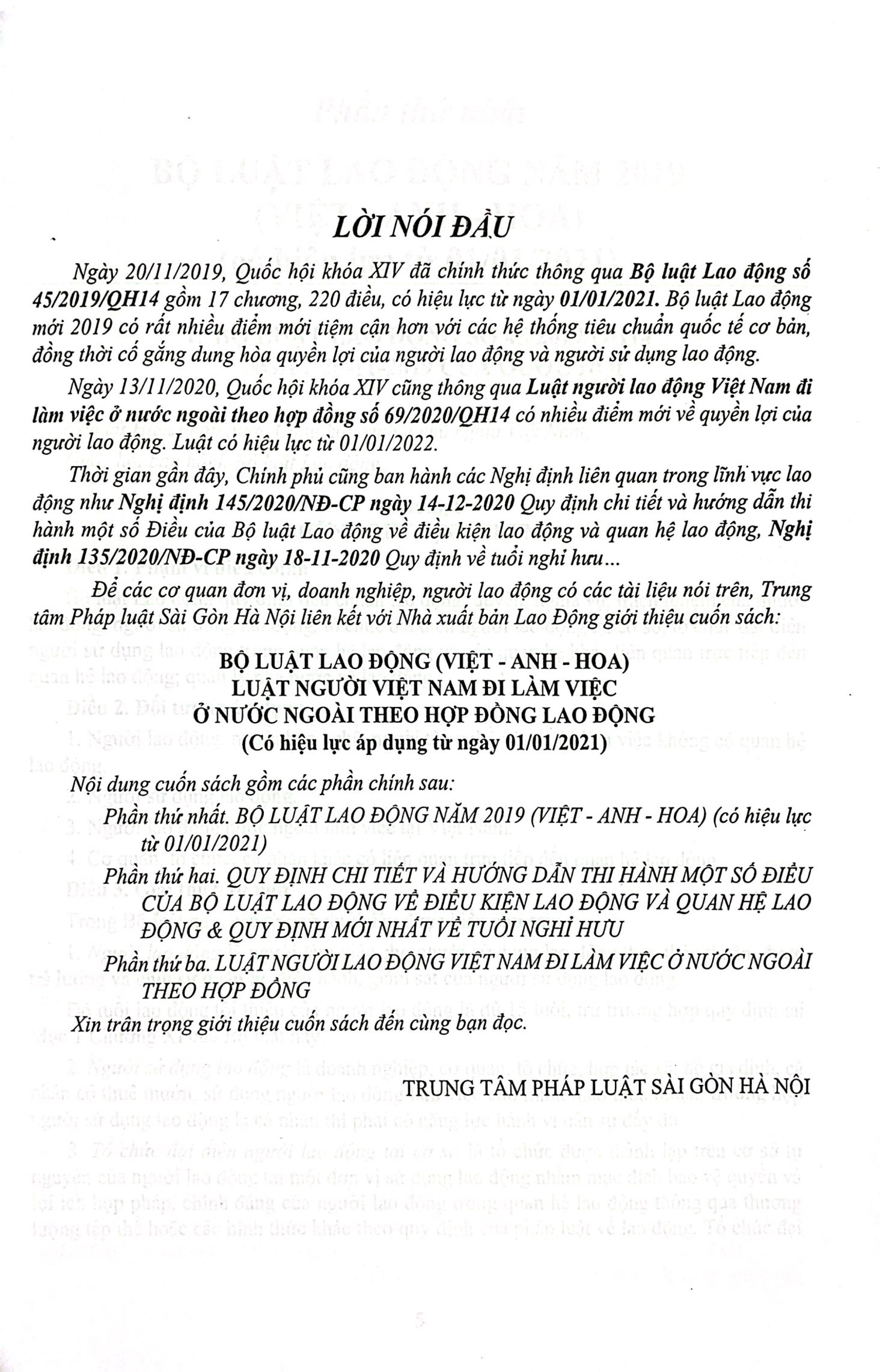 luật lao động (việt - anh - hoa) - luật người việt nam đi làm việc ở nước ngoài theo hợp đồng lao động (có hiệu lực áp dụng 01/01/2021)