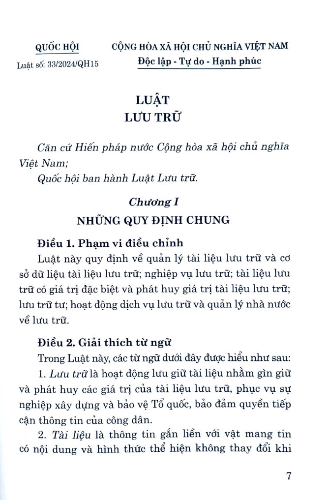 luật lưu trữ năm 2024