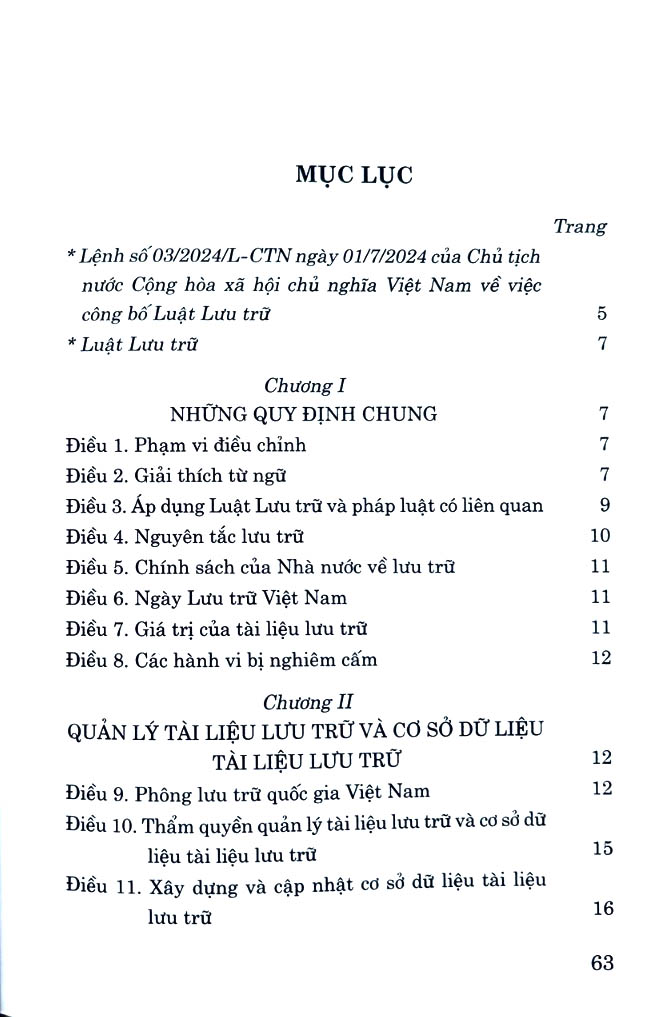 luật lưu trữ năm 2024