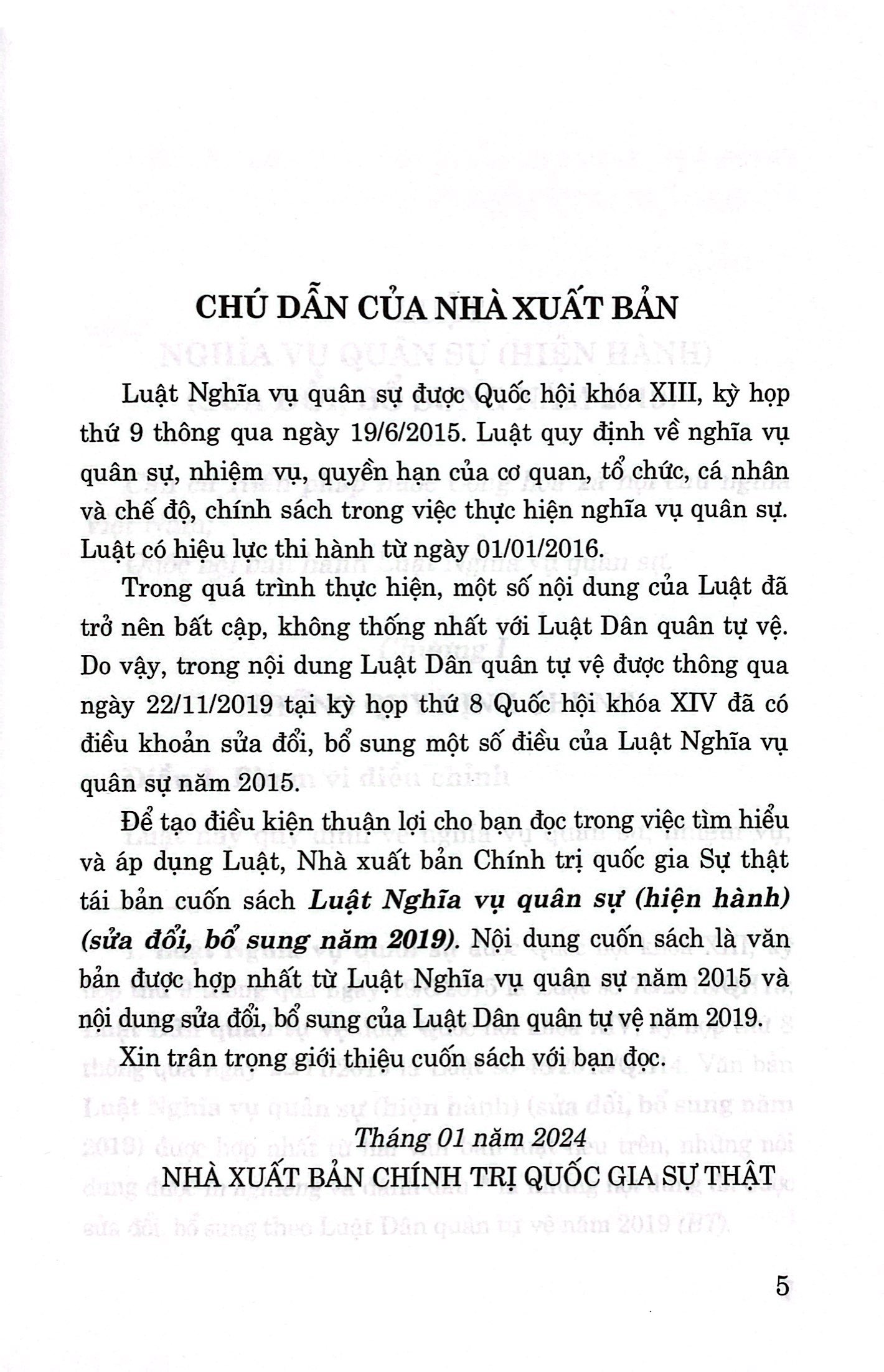 luật nghĩa vụ quân sự (hiện hành) (sửa đổi, bổ sung năm 2019)