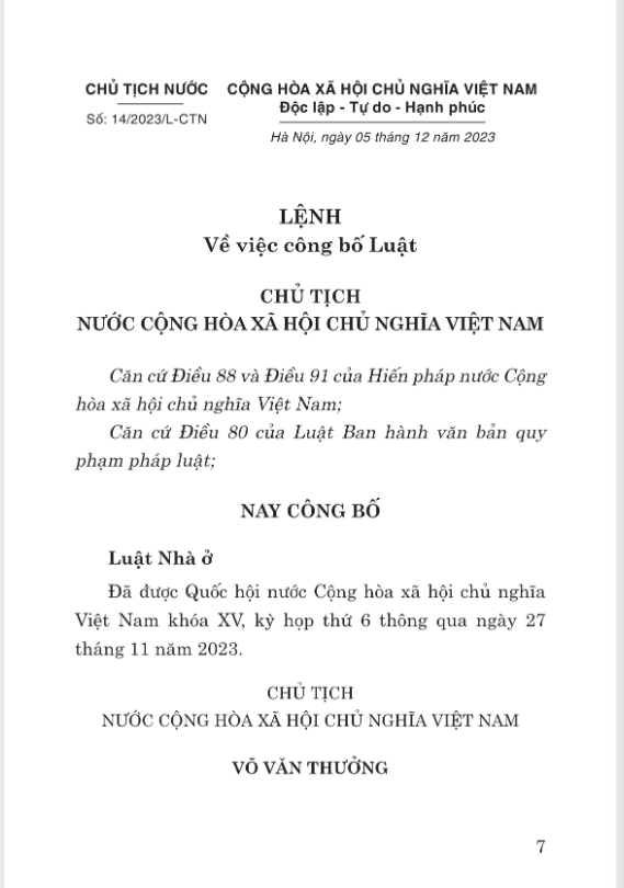 luật nhà ở năm 2023 (sửa đổi bỗ sung 2024)