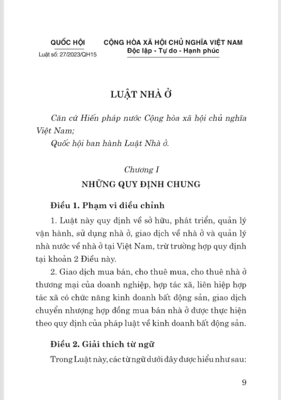 luật nhà ở năm 2023 (sửa đổi bỗ sung 2024)