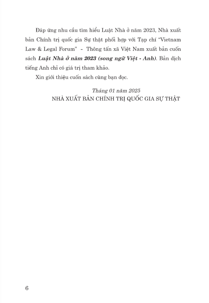 Luat Nha O Nam 2023 - The 2023 Housing Law - Song Ngu Viet-Anh