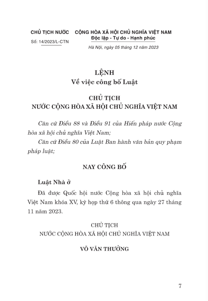 Luat Nha O Nam 2023 - The 2023 Housing Law - Song Ngu Viet-Anh