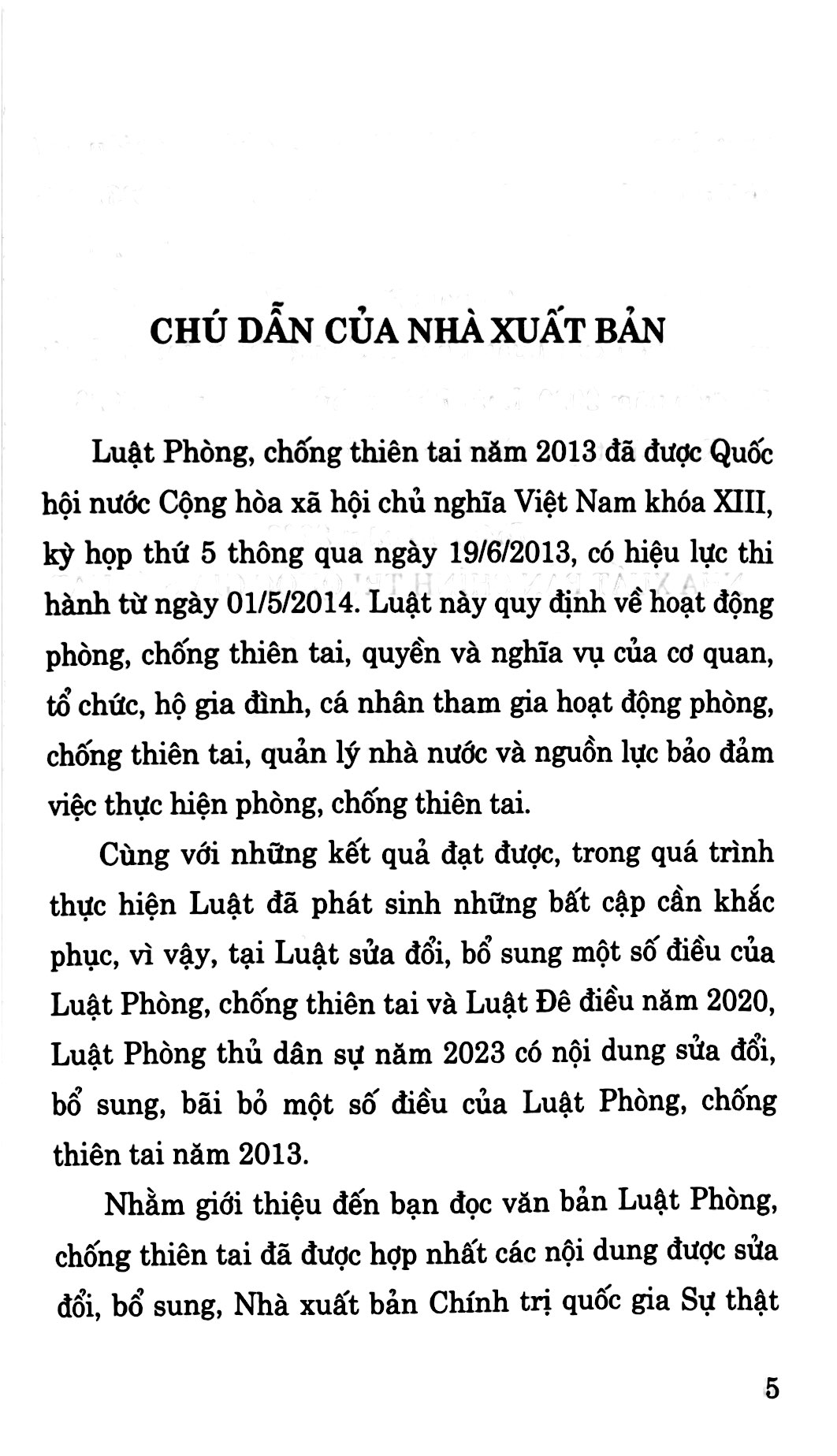 luật phòng chống thiên tai (hiện hành) (sửa đổi, bổ sung năm 2020, 2023)