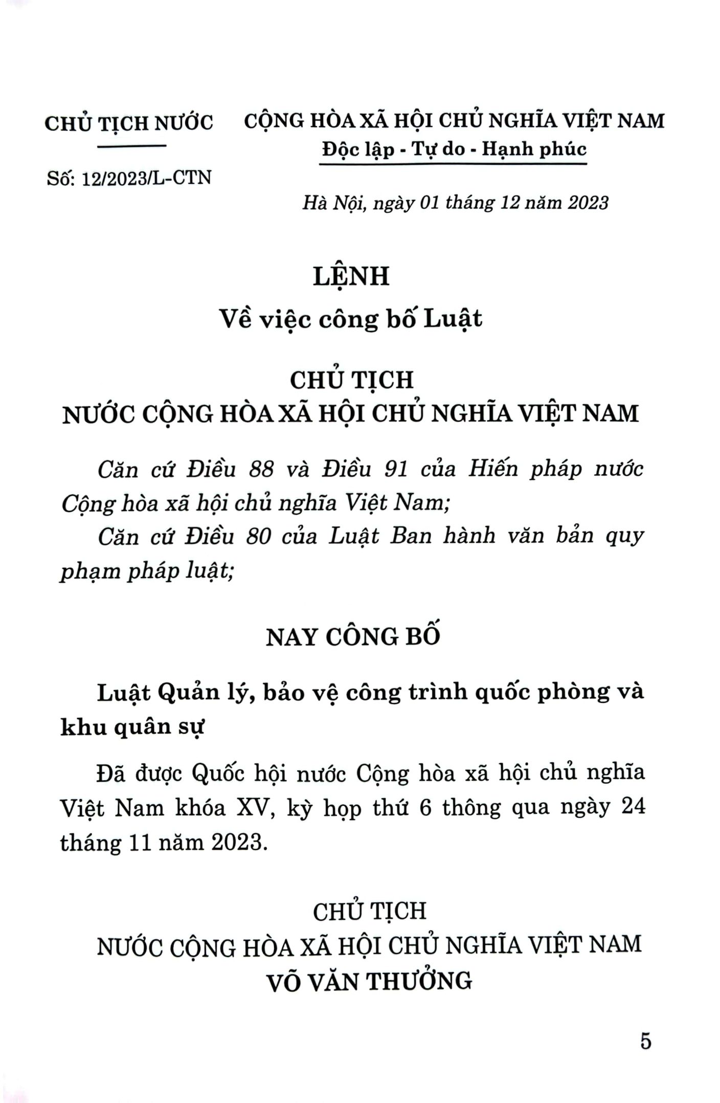 luật quản lý, bảo vệ công trình quốc phòng và khu quân sự