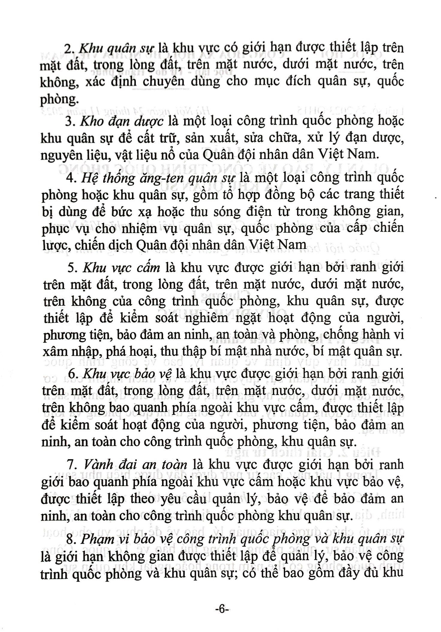 luật quản lý, bảo vệ công trình quốc phòng và khu quân sự (hiện hành) (được quốc hội thông qua ngày 24/11/2023, có hiệu lực từ ngày 01/01/2025)