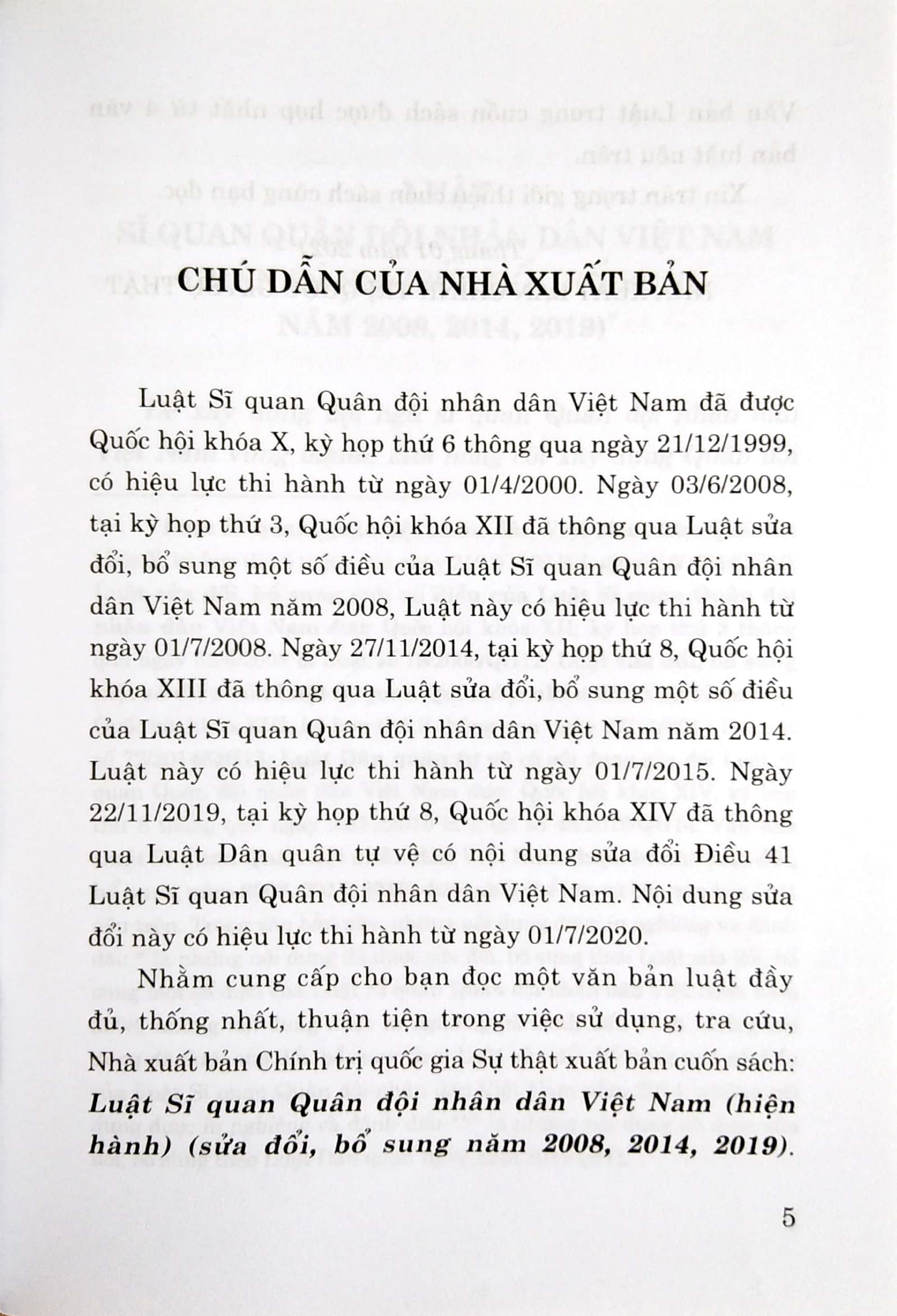 luật sĩ quan quân đội nhân dân việt nam (hiện hành) (sửa đổi, bổ sung năm 2008, 2014, 2019)