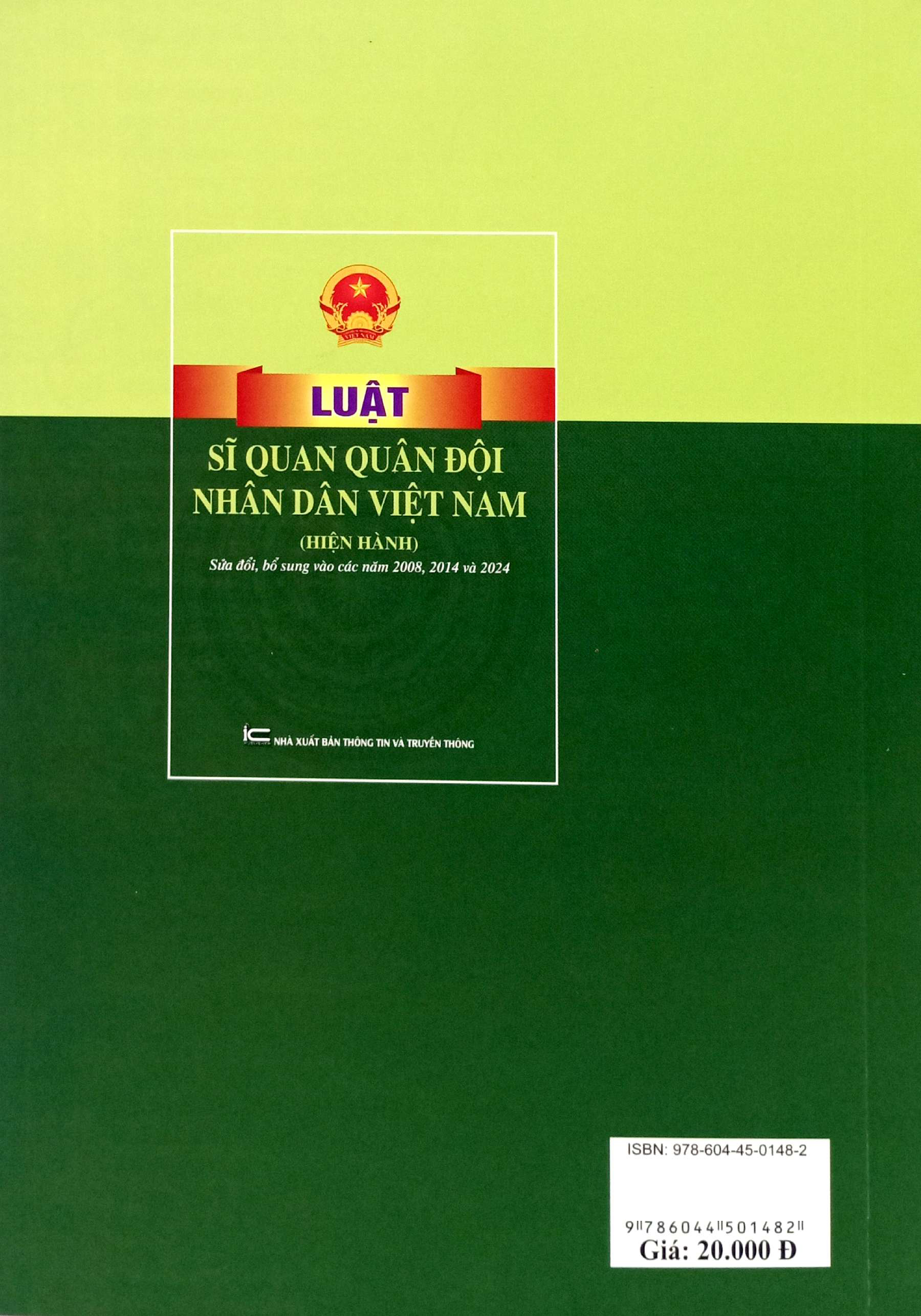Luat Si Quan Quan Doi Nhan Dan Viet Nam (Hien Hanh) Sua Doi, Bo Sung Vao Cac Nam 2008, 2014 Va 2024