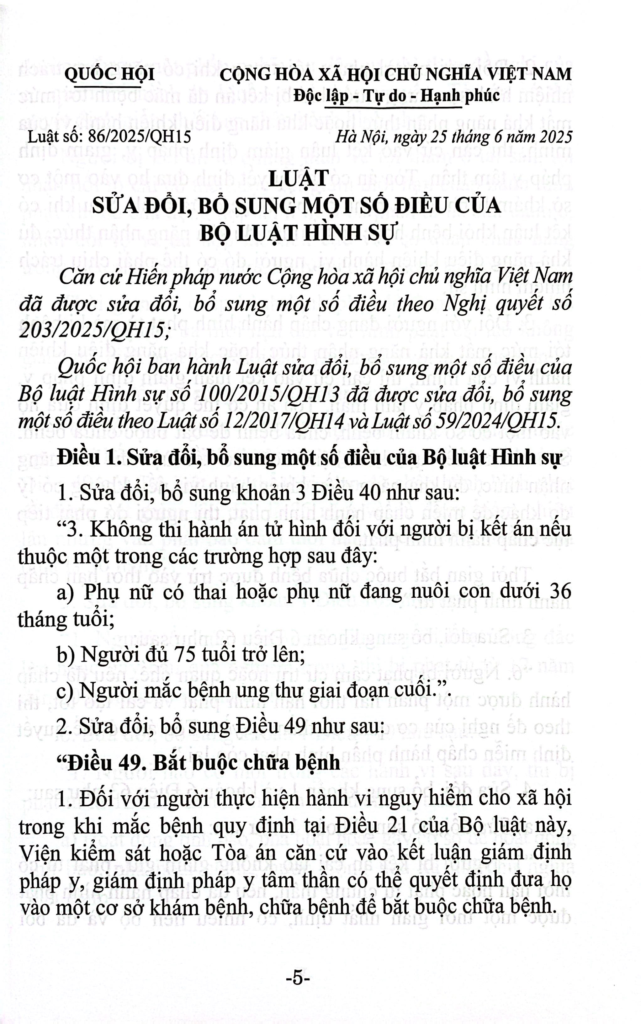 Luat Sua Doi, Bo Sung Mot So Dieu Cua Bo Luat Hinh Su Nam 2025