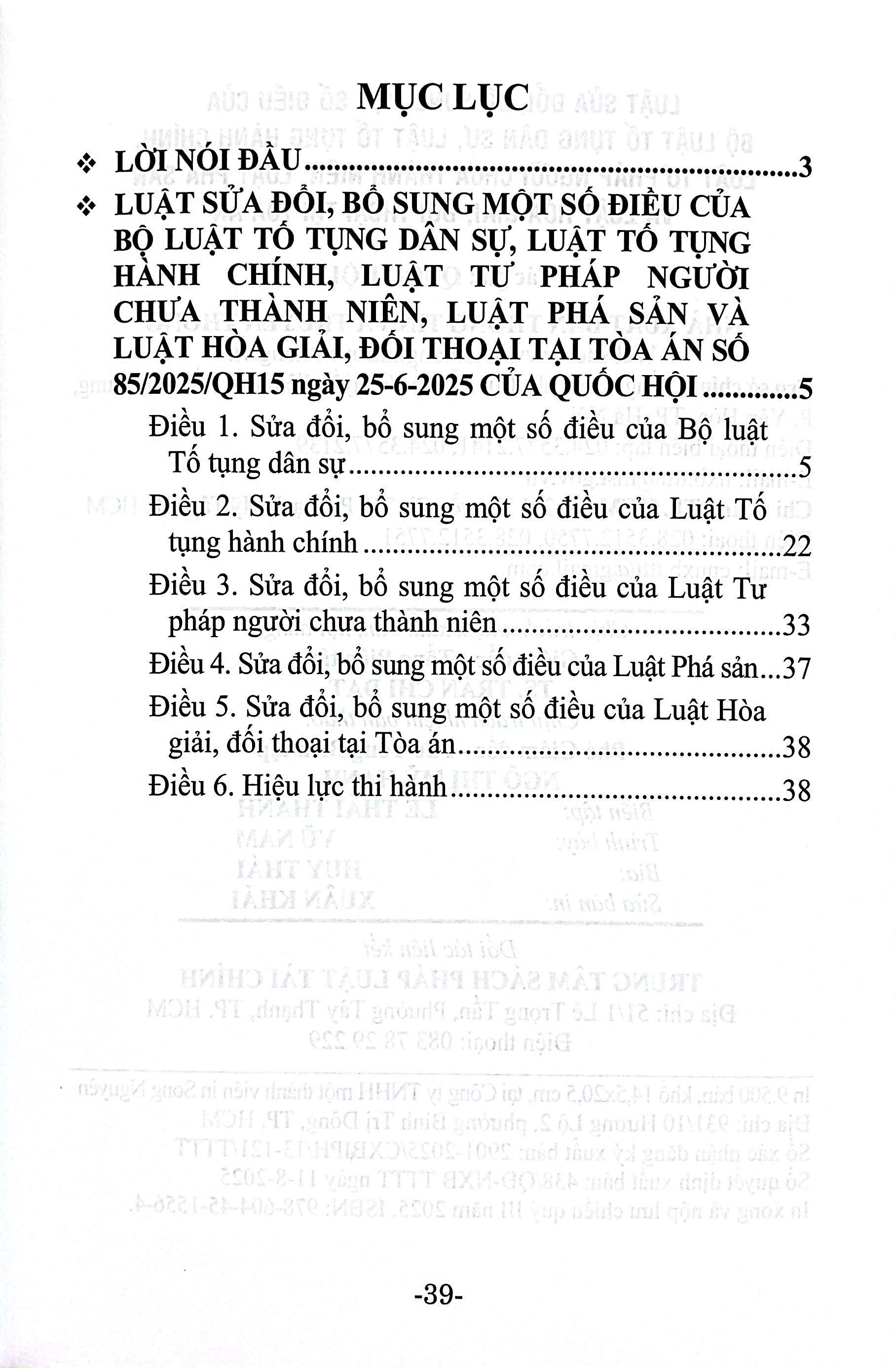Luat Sua Doi, Bo Sung Mot So Dieu Cua Bo Luat To Tung Dan Su, Luat To Tung Hanh Chinh, Luat Tu Phap Nguoi Chua Thanh Nien, Luat Pha San Va Luat Hoa Giai, Doi Thoai Tai Toa An