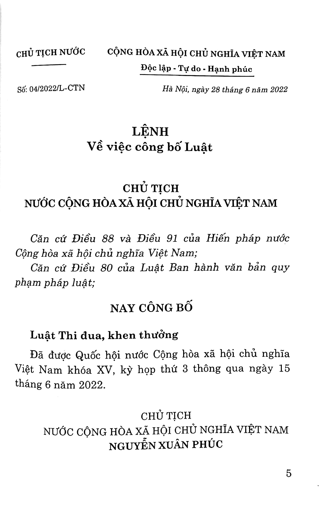 luật thi đua, khen thưởng