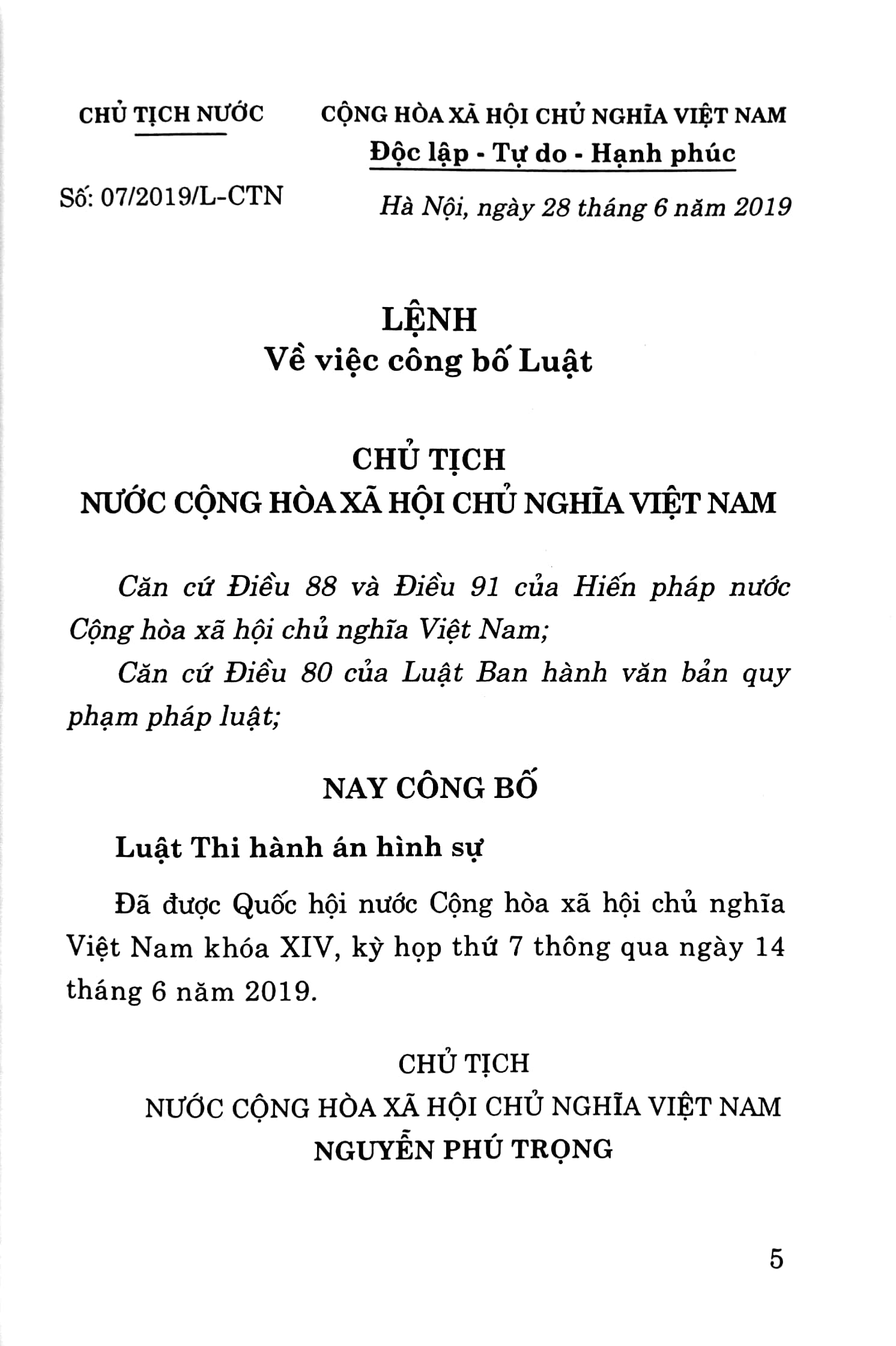luật thi hành án hình sự (hiện hành)