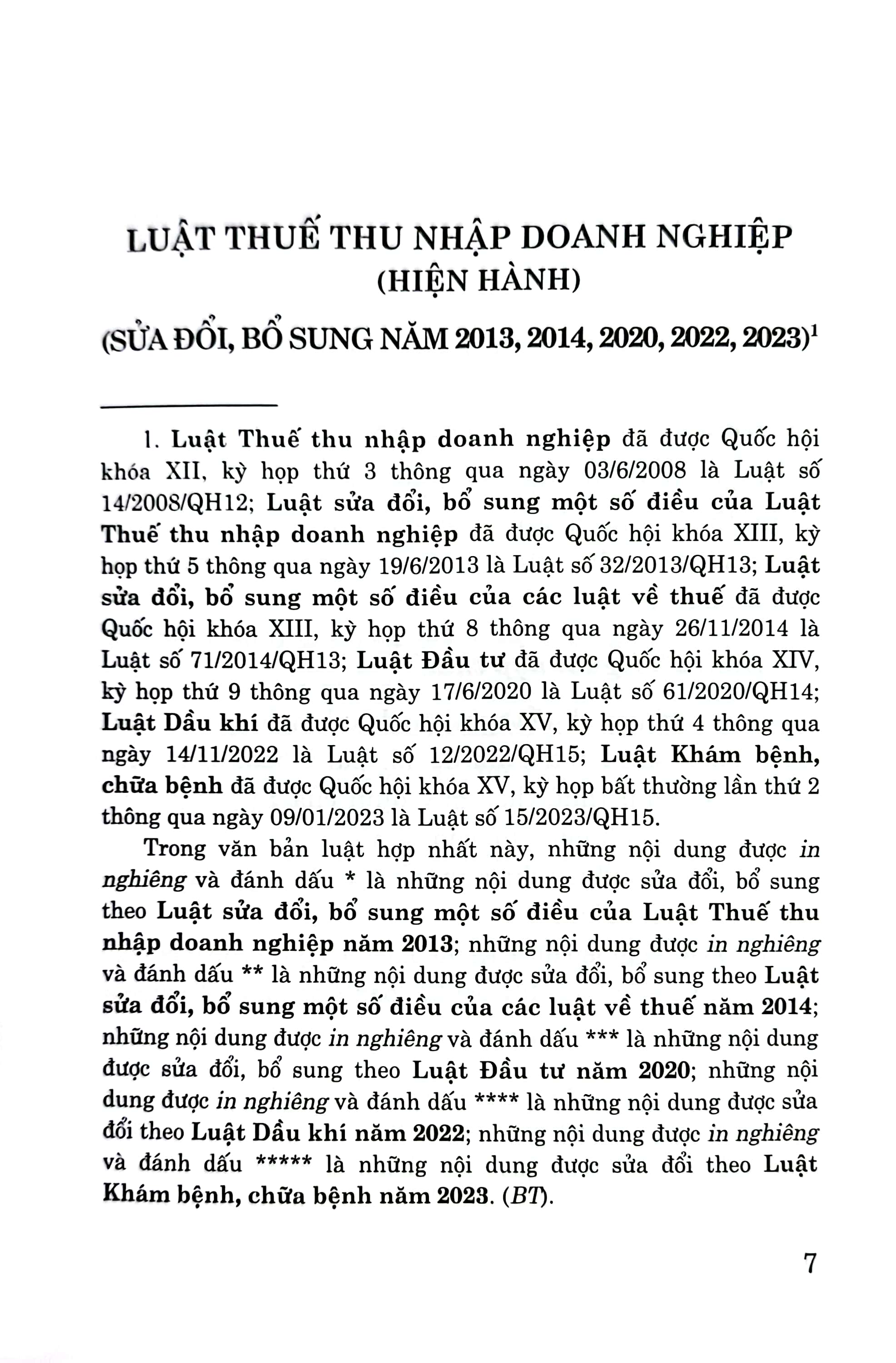 luật thuế thu nhập doanh nghiệp (hiện hành) (sửa đổi, bổ sung năm 2013,2014,2020,2022,2023)