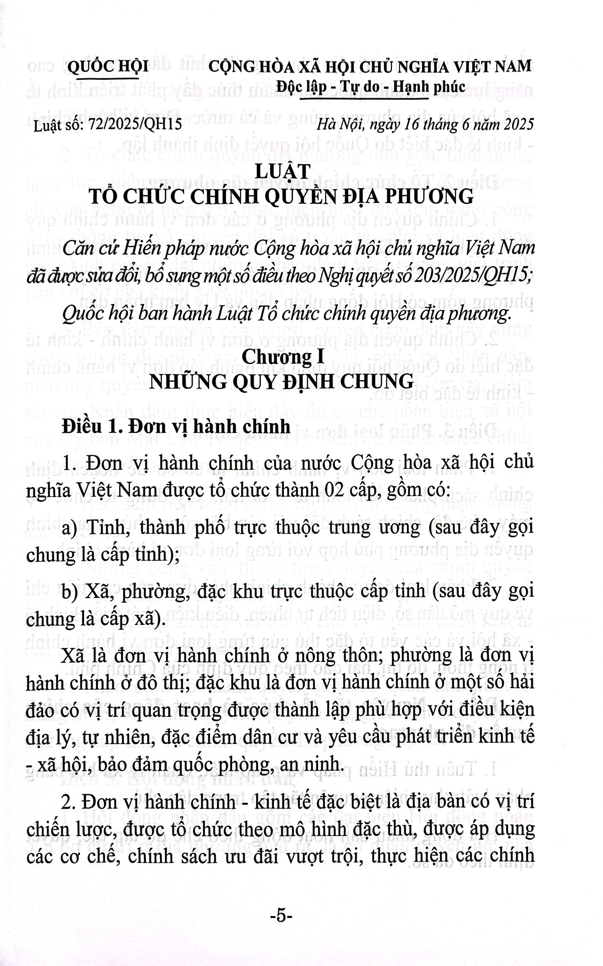 Luat To Chuc Chinh Quyen Dia Phuong Nam 2025