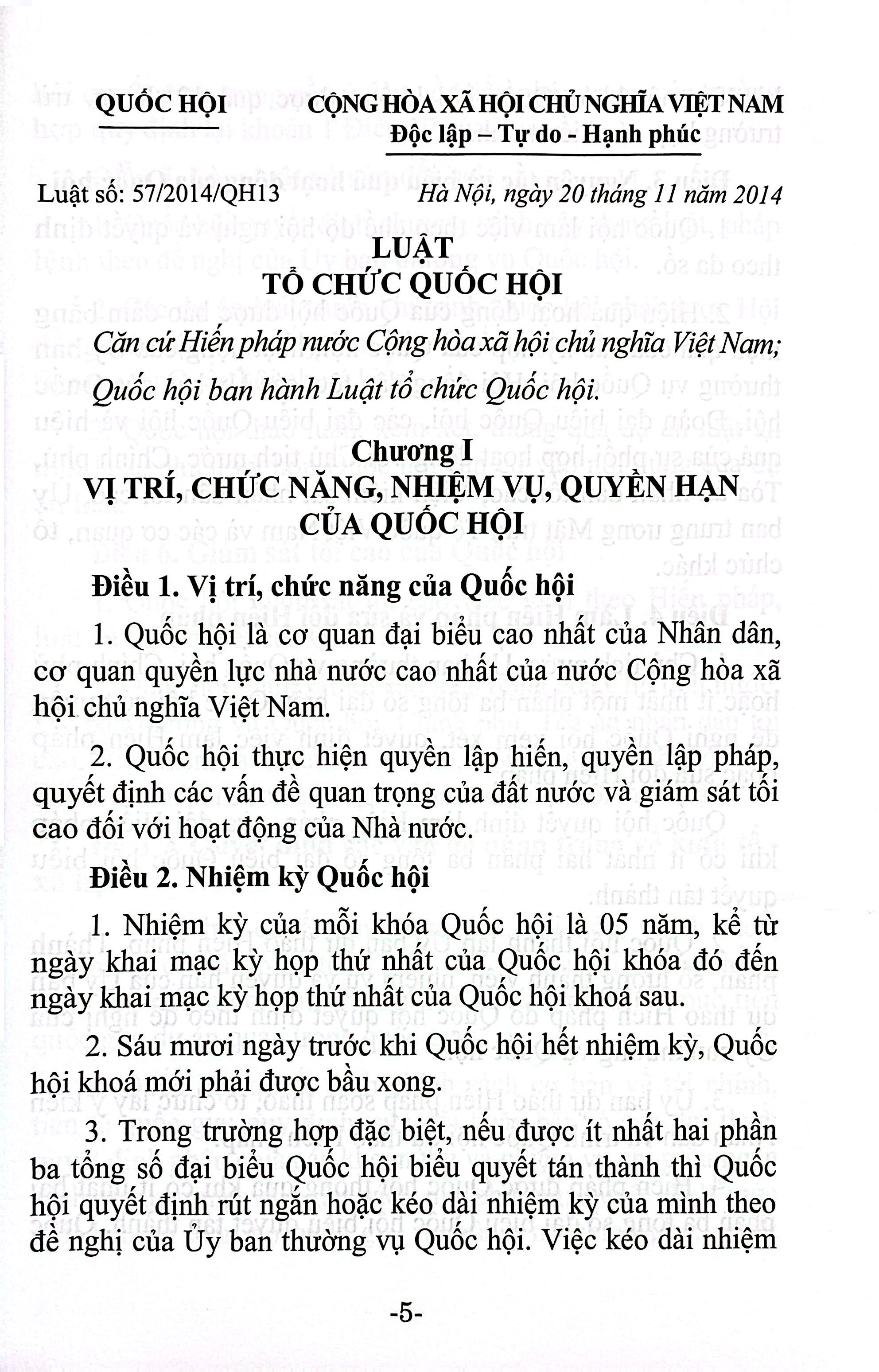 Luat To Chuc Quoc Hoi (Hien Hanh) (Sua Doi, Bo Sung Nam 2020 Va 2025)