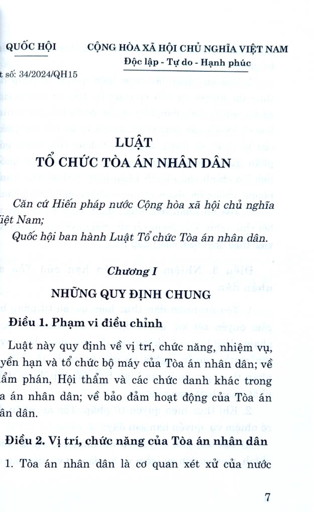 luật tổ chức tòa án nhân dân năm 2024