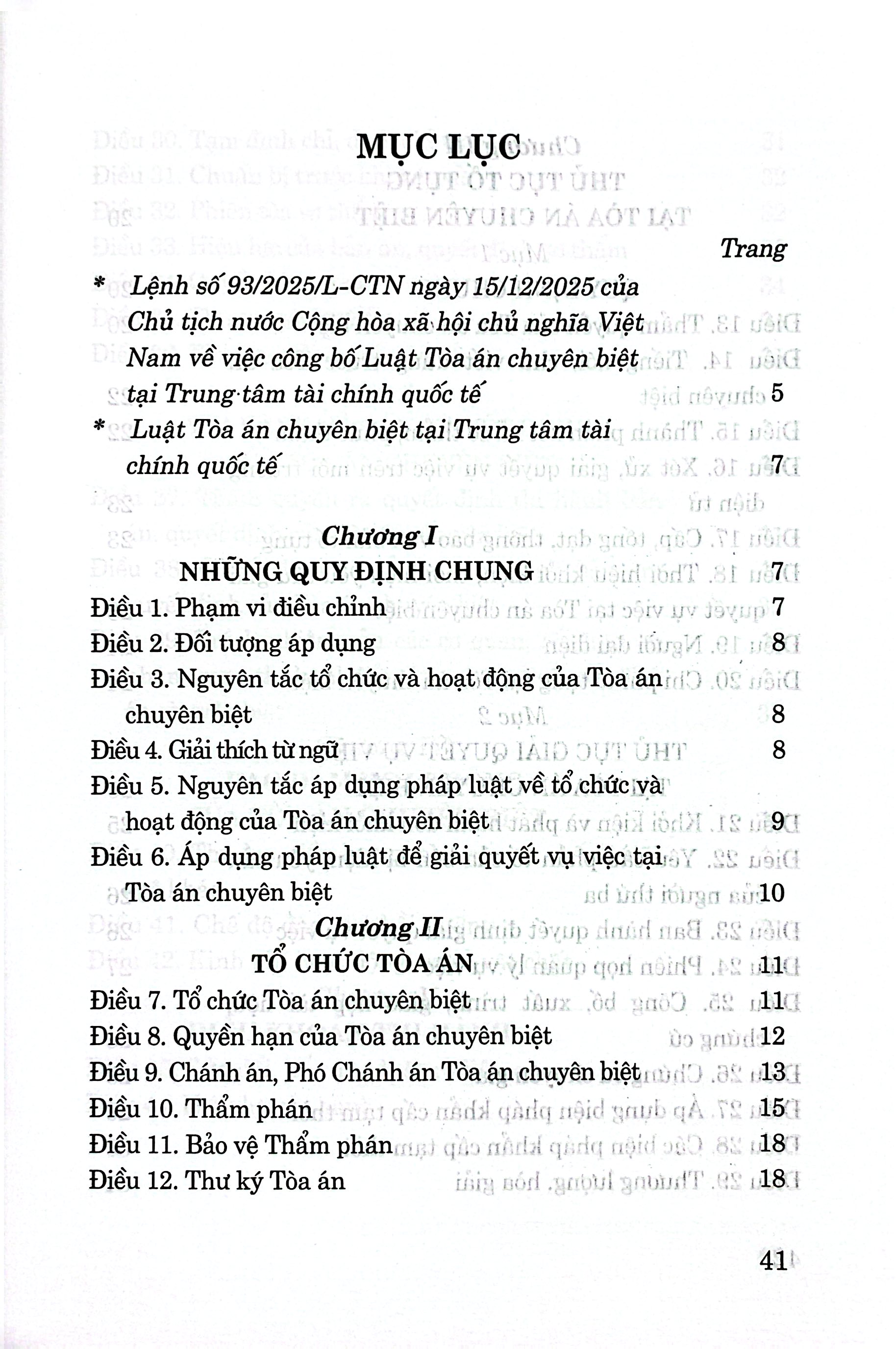 Luật Tòa Án Chuyên Biệt Tại Trung Tâm Tài Chính Quốc Tế Năm 2025