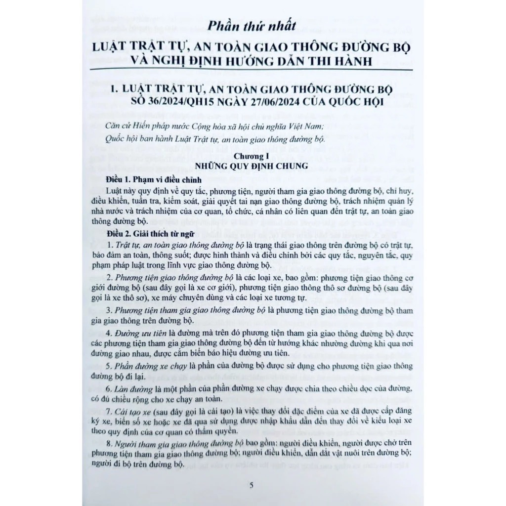 luật trật tự , an toàn giao thông đường bộ và văn bản hướng dẫn