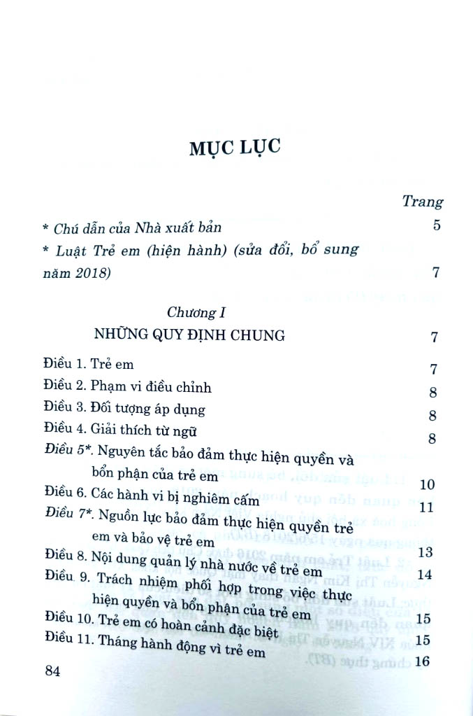 luật trẻ em (hiện hành) (sửa đổi, bổ sung 2018)