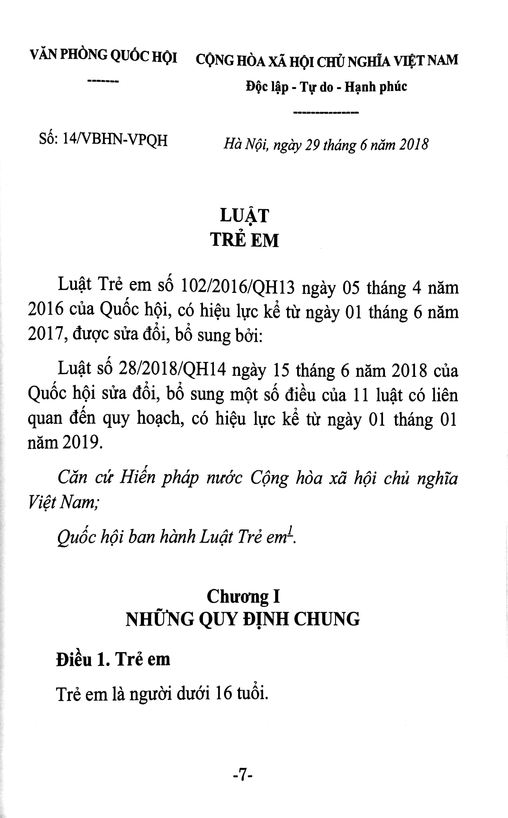 luật trẻ em và nghị định hướng dẫn thi hành