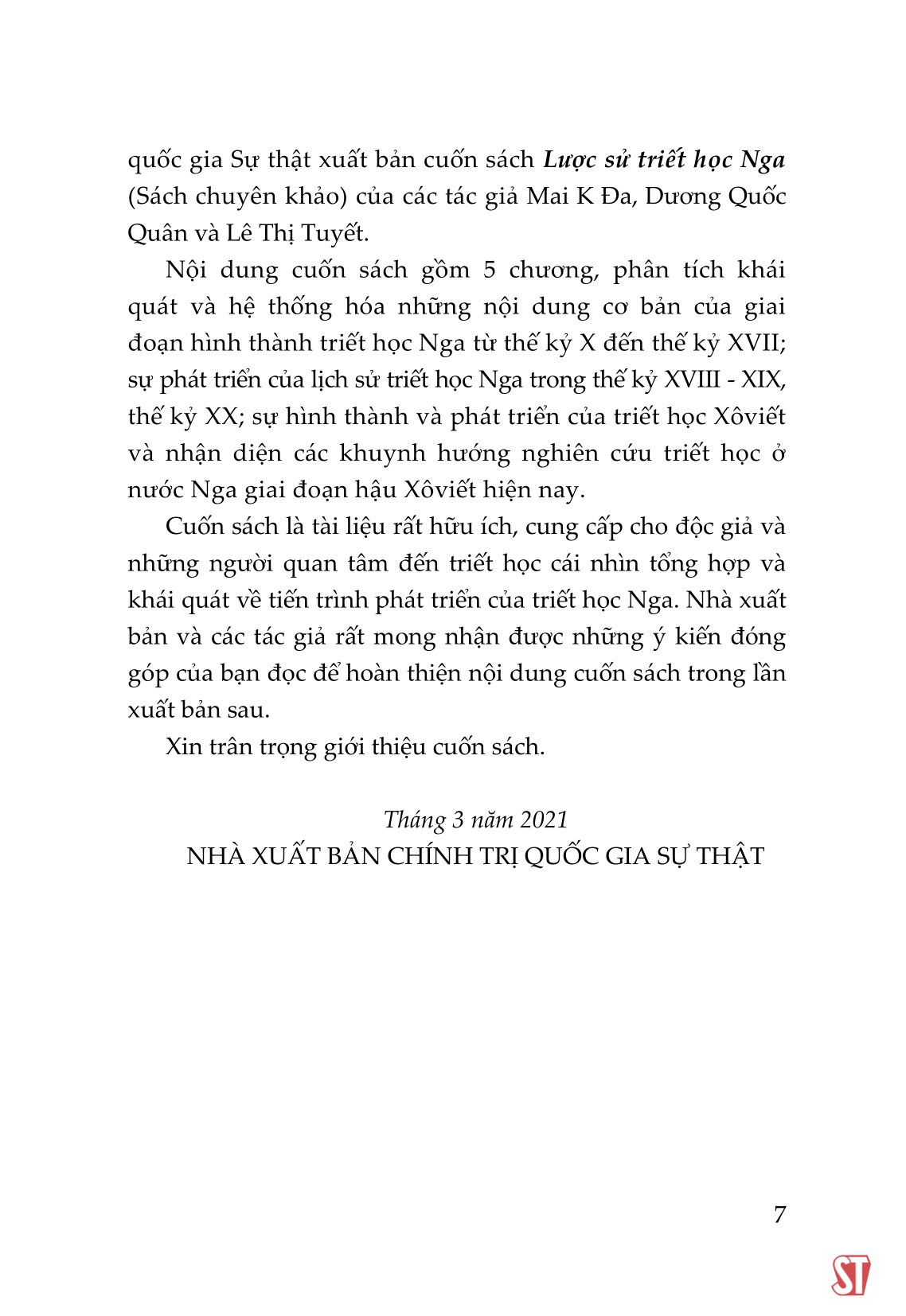 lược sử triết học nga (sách chuyên khảo)