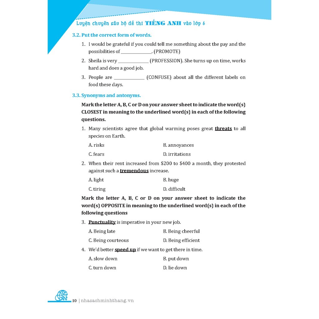 luyện chuyên sâu bộ đề thi tiếng anh vào lớp 6