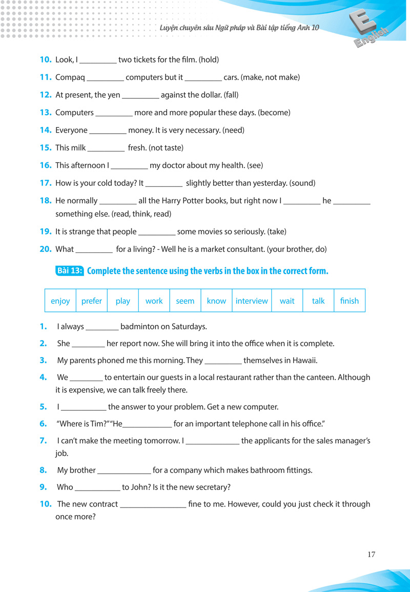 luyện chuyên sâu ngữ pháp và bài tập tiếng anh lớp 10