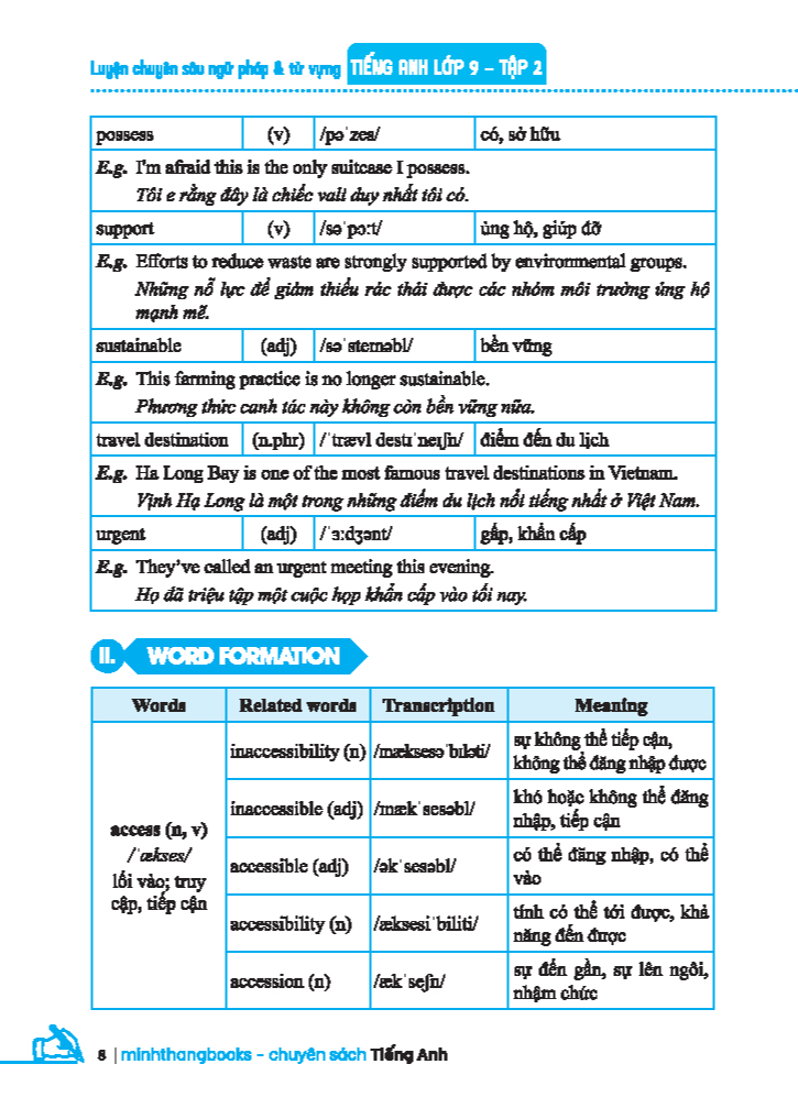 luyện chuyên sâu ngữ pháp và từ vựng tiếng anh lớp 9 - tập 2 (tái bản 2024)