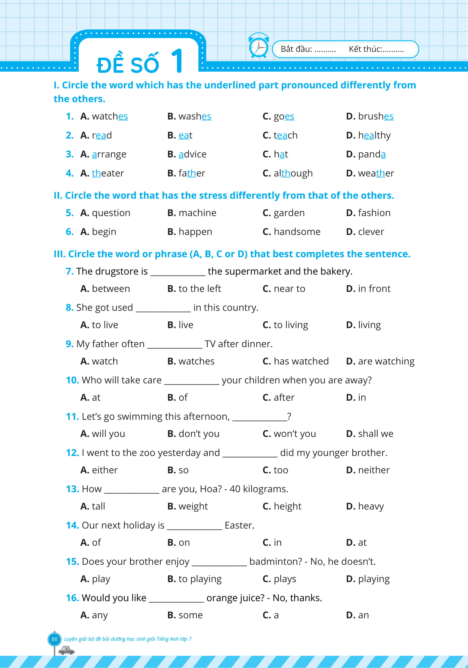 luyện giải bộ đề bồi dưỡng học sinh giỏi tiếng anh lớp 7